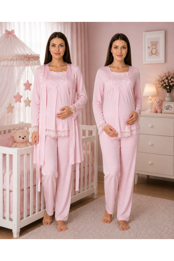 Effortt 3044 PEMBE Lohusa Hamile Pijama Takım Sabahlık Effortt 3044 PEMBE Lohusa Hamile Pijama Takım Sabahlık